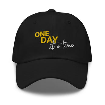 One Day at a Time - Embroidered Dad Hat | Recovery Headwear - Black | Sobervation