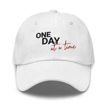 One Day at a Time - Embroidered Dad Hat | Recovery Headwear - White | Sobervation