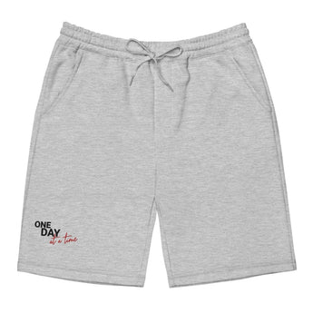 One Day at a Time Embroidered Men's Fleece Shorts - Recovery Streetwear - Heather Grey / S | Sobervation