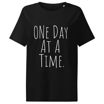ONE DAY AT A TIME – Organic Recovery Tee (Women’s) - Black / S | Sobervation