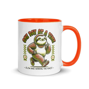 One Day at a Time Sloth Mug - Slow and Winning Recovery Coffee Mug - Default Title | Sobervation