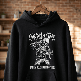 One Day At A Time Sober Translations Unisex Hoodie | Recovery Apparel | Sobervation - S Graphic Print Hoodie - Sobervation