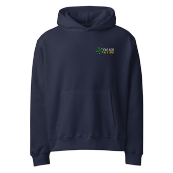 One Day at a Time Turtle Embroidered Oversized Heavyweight Hoodie | Bella + Canvas 4719 - Navy / S | Sobervation