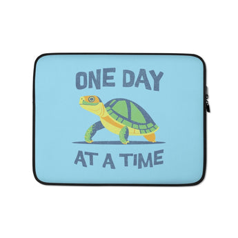 One Day at a Time Turtle Laptop Sleeve – Recovery Tech Accessory - 13″ | Sobervation