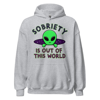 Out of This World Unisex Hoodie – Alien Sobriety Graphic - Sport Grey / S | Sobervation