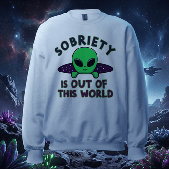 Out of This World Unisex Sweatshirt – Alien Sobriety Graphic - White / S | Sobervation