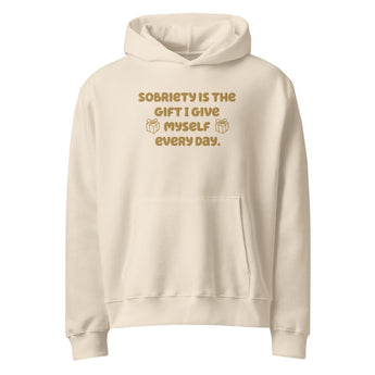 Oversized Heavyweight Hoodie – Sobriety Is the Gift I Give Myself - S | Sobervation
