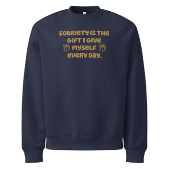 Oversized Heavyweight Sweatshirt – Sobriety Is the Gift - Navy / S | Sobervation