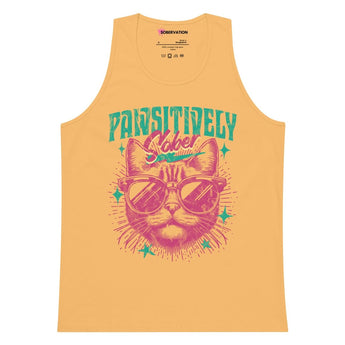 Pawsitively Sober Unisex Tank Top - Cat Lover Recovery Apparel - Squash / S | Sobervation