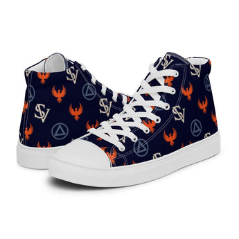 Phoenix Pattern Men’s high top canvas shoes - White Men's High Top Shoes - Sobervation