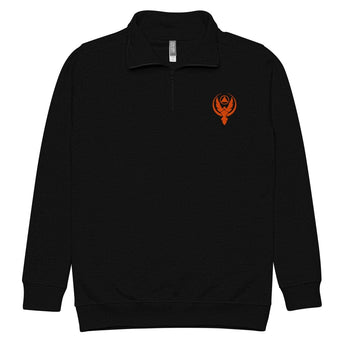 Phoenix Reborn Embroidered Pullover | Unisex Fleece Quarter-Zip - Black / S | Sobervation