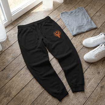 Phoenix Reborn Fleece Sweatpants – Embroidered Left Leg - Black sweatpants - Sobervation
