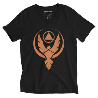 Phoenix Reborn V-Neck Tee – Rise from the Ashes - Black / S | Sobervation