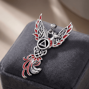 Phoenix Recovery Pendant – AA Symbol Sterling Silver Jewelry TPD5874 - Pendant - Sobervation