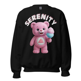 Pink Serenity Cub Sweatshirt – Joyful & Healing – Unisex Sobriety Crewneck - Black / S | Sobervation