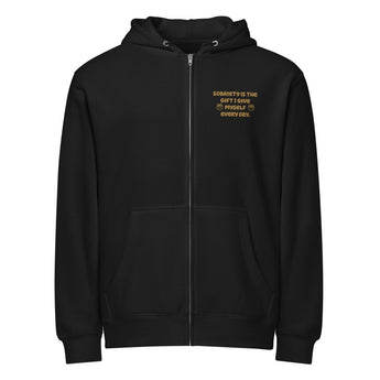 Premium Full Zip Hoodie – Sobriety Is the Gift I Give Myself - Black / S | Sobervation