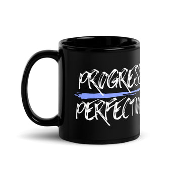 Progress Over Perfection Mug – Black Glossy Recovery Coffee Mug - 11 oz | Sobervation
