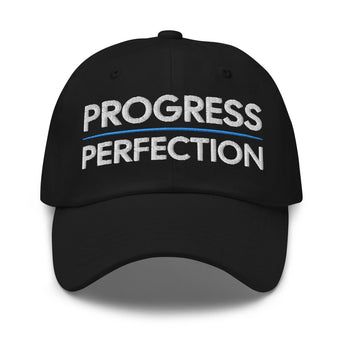Progress Over Perfection Embroidered Dad Hat – Recovery Hat - Black | Sobervation