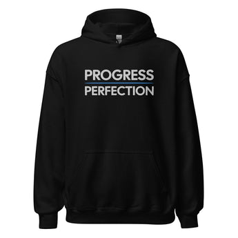 Progress Over Perfection Embroidered Hoodie – Recovery Apparel - Black / S | Sobervation