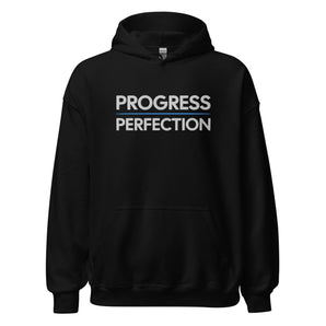 Progress Over Perfection Embroidered Hoodie – Recovery Apparel - Black / S | Sobervation