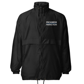 Progress Over Perfection Embroidered Windbreaker – Recovery Jacket - Black / S | Sobervation