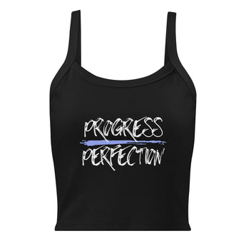 Progress Over Perfection – Fitted Ribbed Tank (Women’s) - Solid Black Blend / XS | Sobervation