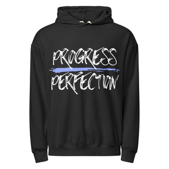 Progress Over Perfection Hoodie | Recovery Affirmation Garment-Dyed Sweatshirt - Black / S | Sobervation