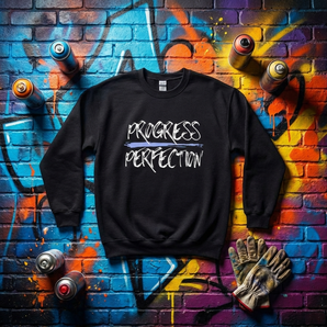 Progress Over Perfection Sweatshirt – Recovery Motivation Apparel - Black / S | Sobervation
