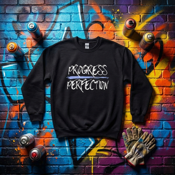 Progress Over Perfection Sweatshirt – Recovery Motivation Apparel - Black / S | Sobervation
