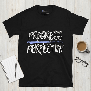 Progress Over Perfection Unisex Tee - Inspirational Recovery T-Shirt - Black Graphic Print T Shirt - Sobervation