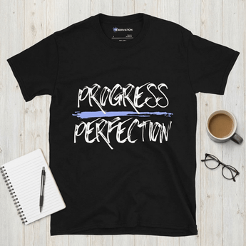 Progress Over Perfection Unisex Tee - Inspirational Recovery T-Shirt - Black Graphic Print T Shirt - Sobervation
