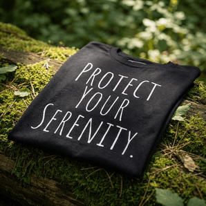 Protect Your Serenity Essential Tee – Self - Care Recovery Apparel - Black Graphic Print T Shirt - Sobervation