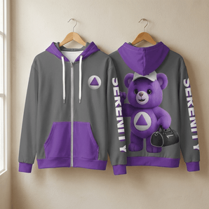 Purple Serenity Cub Zip Hoodie | Nova's Focus & Freedom | Sobervation - 2XS All Over Print Zip Up Hoodie - Sobervation