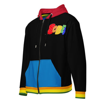 SOBER AF Rainbow Pride All Over Print Zip Hoodie - LGBTQ+ Recovery - 2XS | Sobervation
