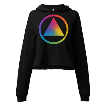 Rainbow Sobriety Symbol Crop Hoodie - Pride Recovery Sweatshirt - S | Sobervation