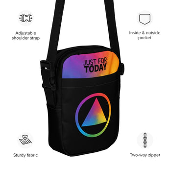 Rainbow Sobriety Symbol Just For Today Crossbody Bag - Water-Resistant Utility Bag - Default Title | Sobervation