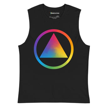 Rainbow Resilience Pride Men's Muscle Shirt - Rainbow AA Symbol Recovery Tank - Black / S | Sobervation