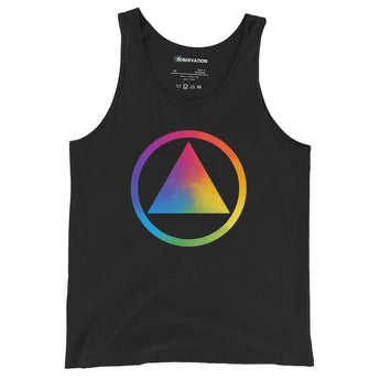 Rainbow Resilience Pride Men's Tank - Rainbow AA Symbol Recovery Tank - Black / XS | Sobervation