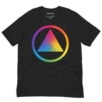 Rainbow Sobriety Symbol Unisex Tee - Pride Recovery Statement Shirt - Black Heather / XS | Sobervation