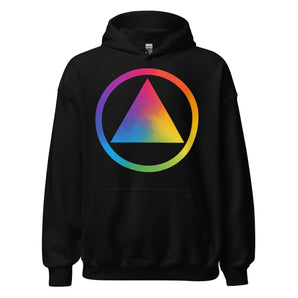 Rainbow Sobriety Symbol Unisex Hoodie - Pride Recovery Sweatshirt - Black / S | Sobervation