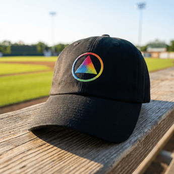 Rainbow Sobriety Symbol Dad Hat - Pride Recovery Embroidered Cap - Black | Sobervation