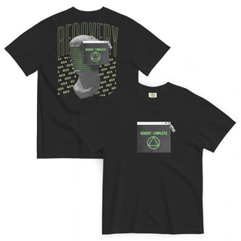 Reboot Complete - Sobriety Triangle Recovery Heavyweight Tee (Front & Back Print) - Black / S | Sobervation
