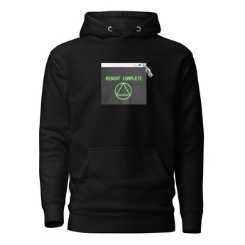 Reboot Complete - Sobriety Triangle Recovery Hoodie (Front & Back Print) - Black / S | Sobervation