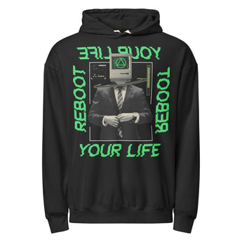Reboot Your Life - Unisex garment-dyed lightweight hoodie -S - Sobervation