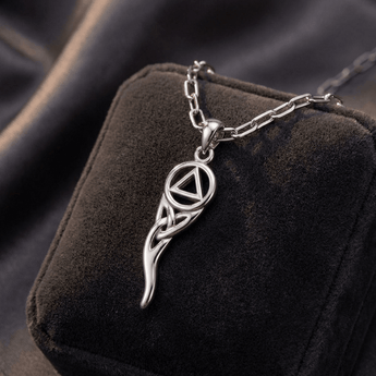 Recovery Celtic Italian Horn Necklace – Sterling Silver AA Protection Pendant TNC559 - Necklace - Sobervation