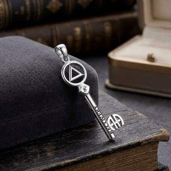Recovery Key of Encouragement Pendant – Sterling Silver AA/NA Jewelry - AA Symbol Pendant - Sobervation
