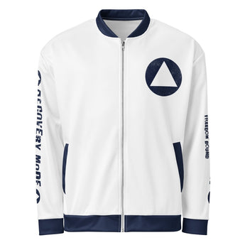 Recovery Mode Bomber Jacket – Skeleton Graphic & Sleeve Text - XS | Sobervation