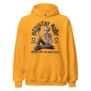 Recovery Mode Hoodie – Killing Time, Not Brain Cells - Gold / S | Sobervation