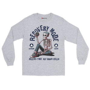 Recovery Mode Long Sleeve Tee – Killing Time, Not Brain Cells - Sport Grey / S | Sobervation