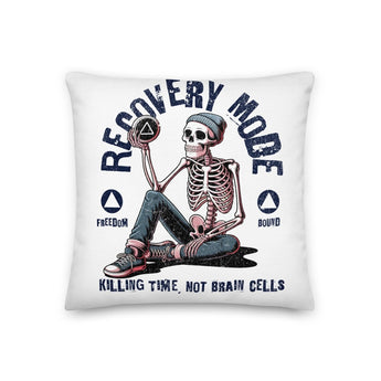 Recovery Mode Premium Pillow – Sobriety Symbol Backing - 18″×18″ | Sobervation